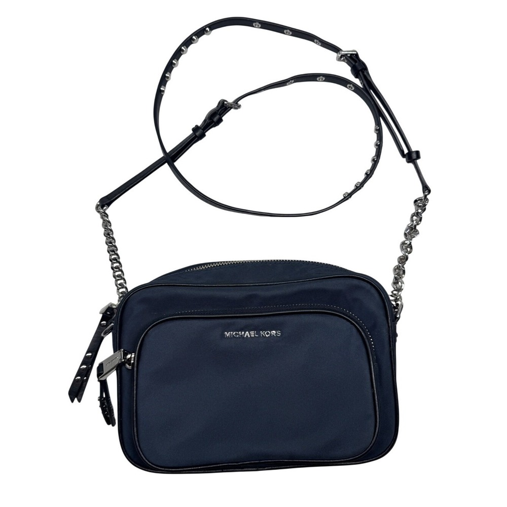 Michael Kors Navy Blue Leila Nylon Camera‎ Crossbody Bag